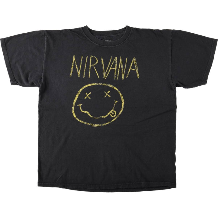 NIRVANA Nirvana Band T-shirt, Band T, Men's L size cotton black type Vintage Second Hand