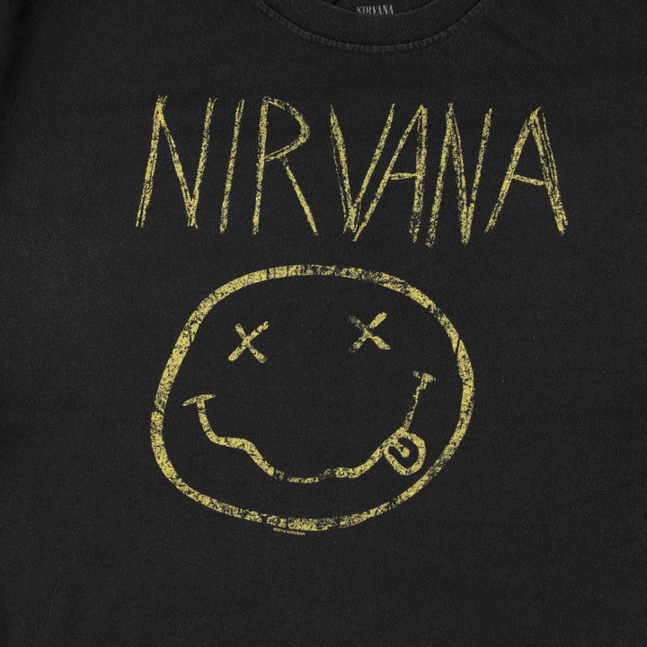 NIRVANA Nirvana Band T-shirt, Band T, Men's L size cotton black type Vintage Second Hand