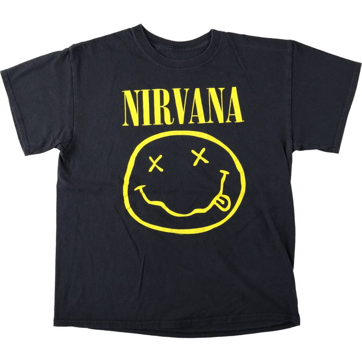 NIRVANA band t-shirt, made in USA, men's size L equivalent. cotton black type Vintage Second Hand