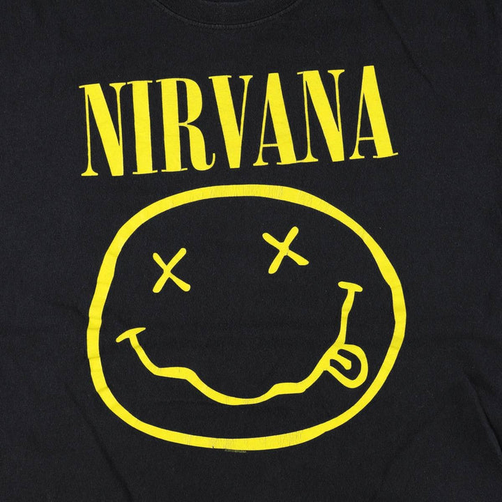 NIRVANA band t-shirt, made in USA, men's size L equivalent. cotton black type Vintage Second Hand