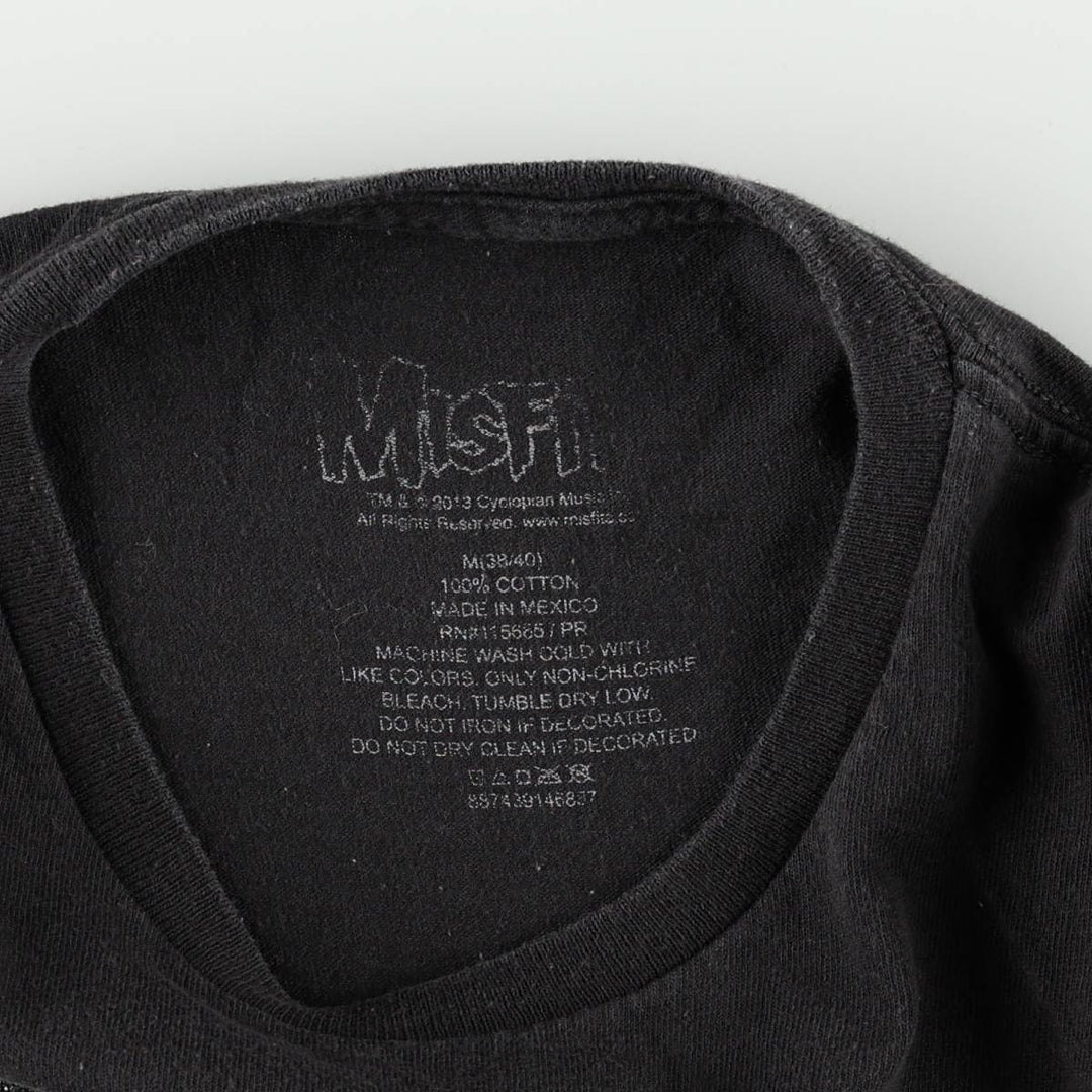 MISFITS Misfits Band T-shirt, Men's M size cotton black type Vintage Second Hand