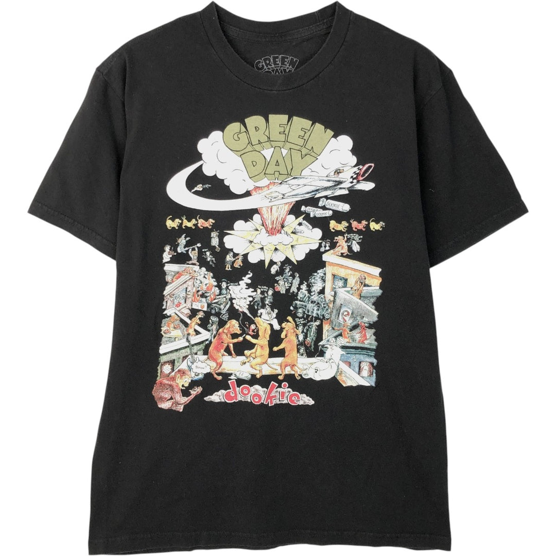 GREEN DAY Green Day Band T-shirt Band T Men's S size cotton black type Vintage Second Hand