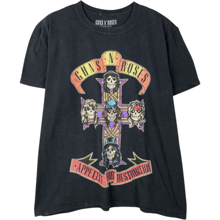 GUNS N' ROSES Skull Pattern Band T-Shirt, Made in the UK, Men's Size M (approx.) cotton black type Vintage Second Hand