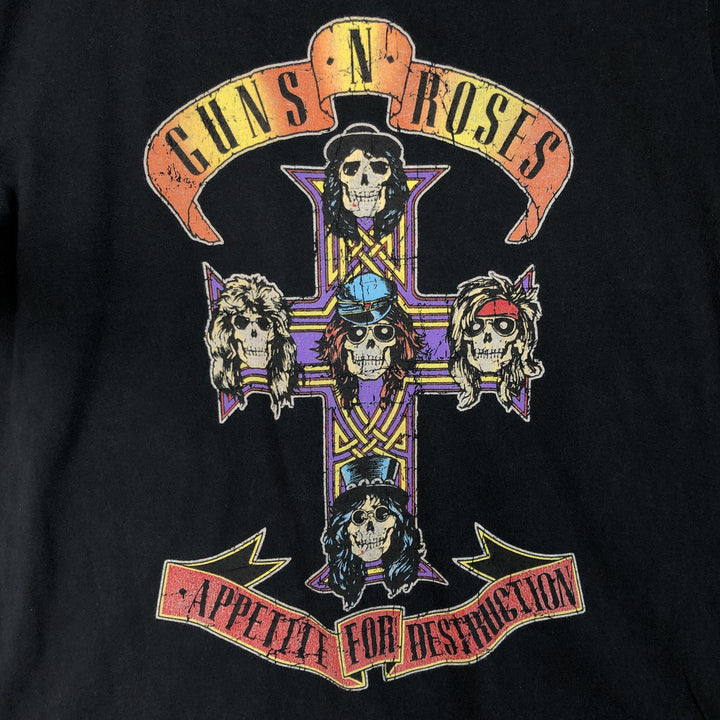 GUNS N' ROSES Skull Pattern Band T-Shirt, Made in the UK, Men's Size M (approx.) cotton black type Vintage Second Hand