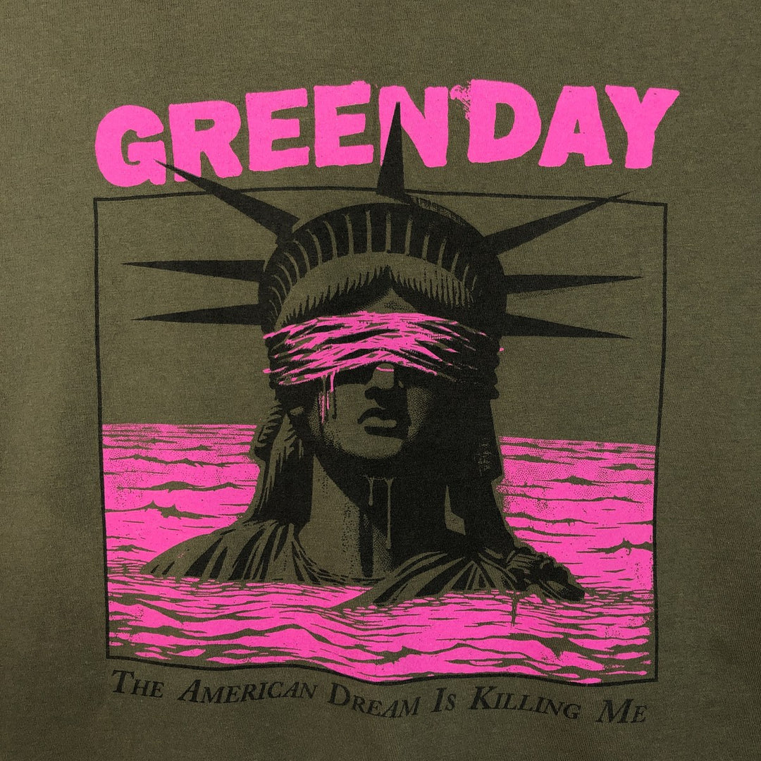 Gildan Green Day Band T-shirt, Men's Size L (approx.) cotton Khaki type sage green Vintage Second Hand