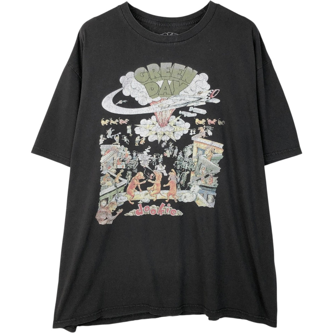 GREEN DAY Green Day Band T-shirt Band T Men's XL size cotton black type Vintage Second Hand