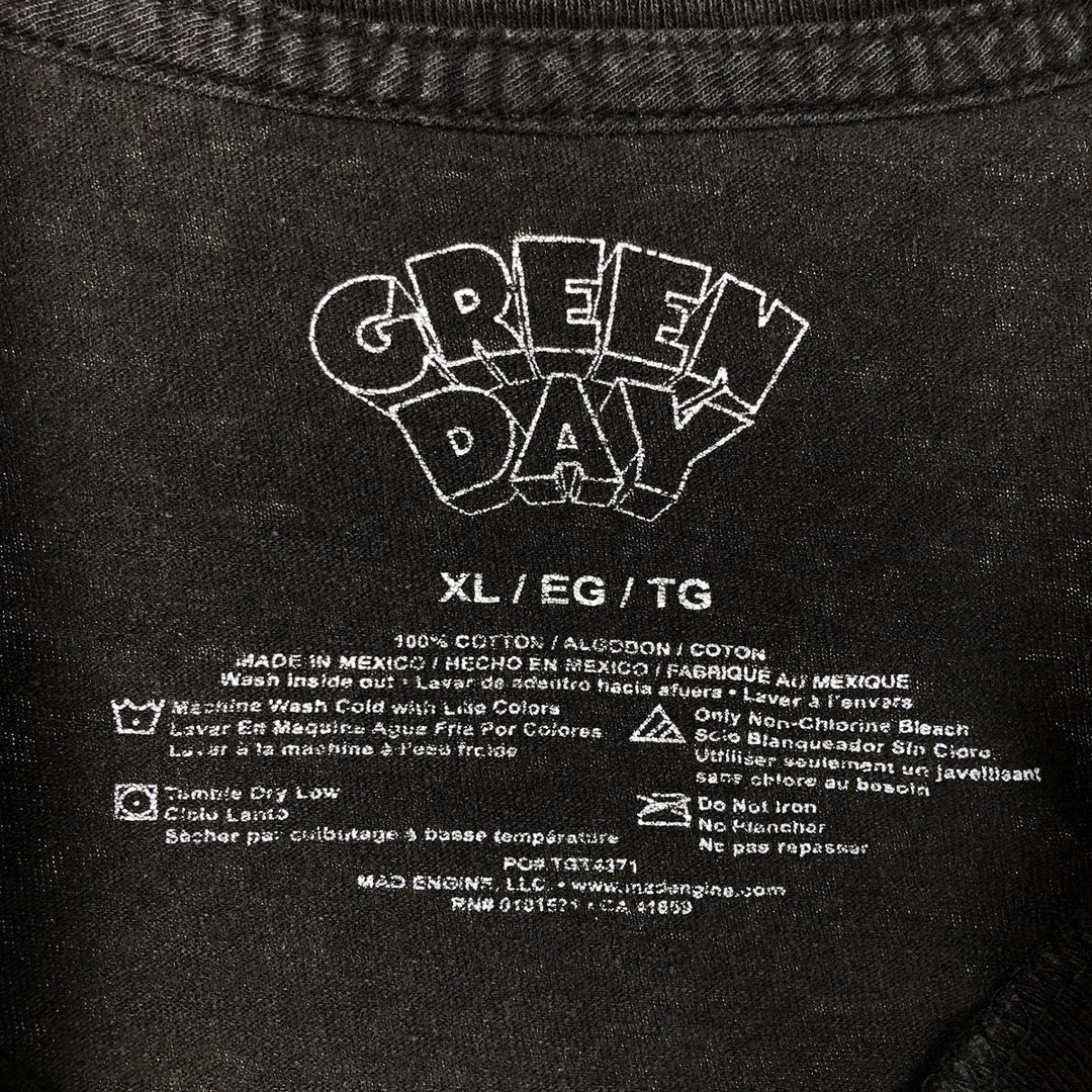 GREEN DAY Green Day Band T-shirt Band T Men's XL size cotton black type Vintage Second Hand