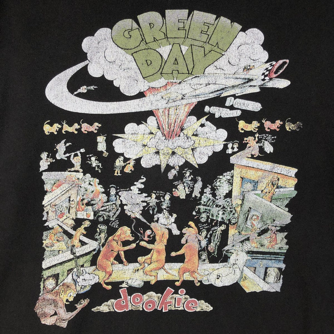 GREEN DAY Green Day Band T-shirt Band T Men's XL size cotton black type Vintage Second Hand