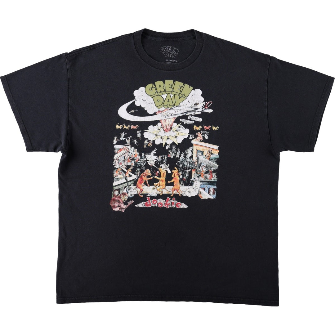 GREEN DAY Green Day Band T-shirt Band T Men's XL size cotton black type Vintage Second Hand