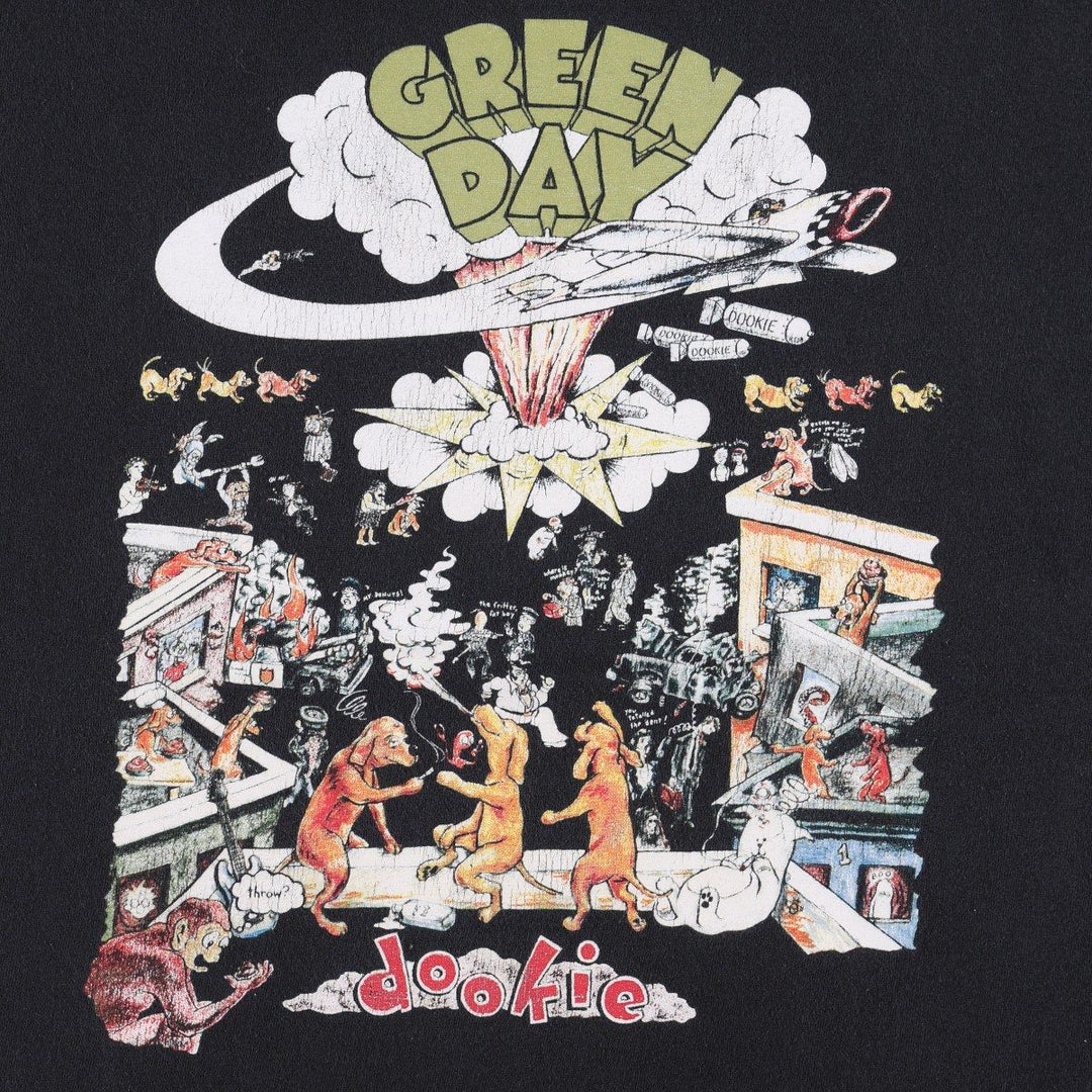 GREEN DAY Green Day Band T-shirt Band T Men's XL size cotton black type Vintage Second Hand