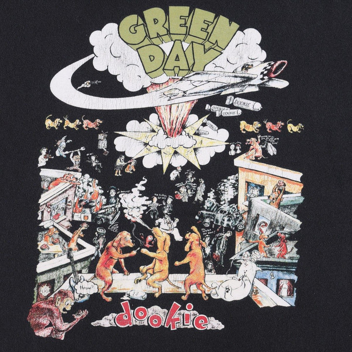 GREEN DAY Green Day Band T-shirt Band T Men's XL size cotton black type Vintage Second Hand