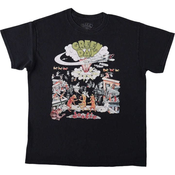 GREEN DAY Green Day Band T-shirt Band T Men's M size cotton black type Vintage Second Hand