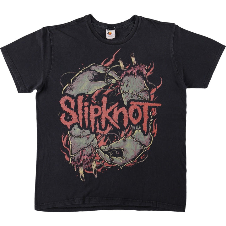 BAY ISLAND SLIPKNOT Slipknot Band T-shirt Band Tee Men's M size cotton black type Vintage Second Hand