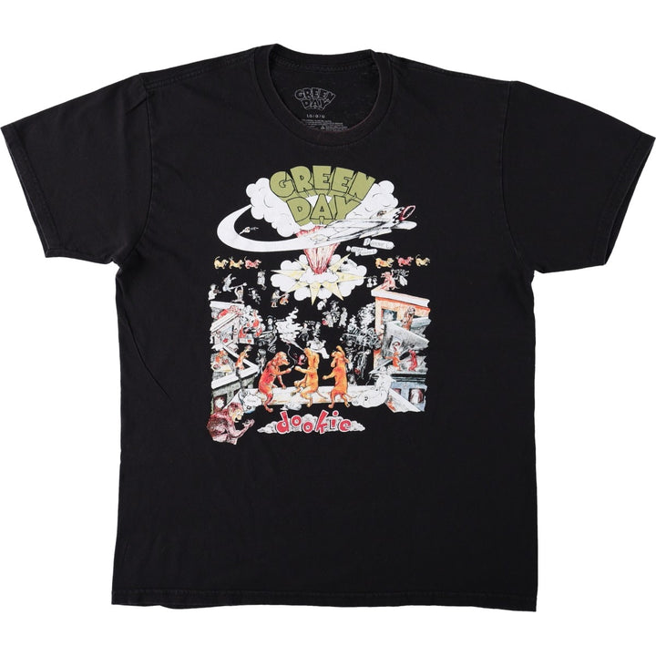 GREEN DAY Green Day Band T-shirt Band T Men's L size cotton black type Vintage Second Hand