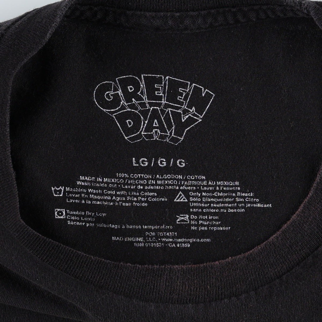 GREEN DAY Green Day Band T-shirt Band T Men's L size cotton black type Vintage Second Hand