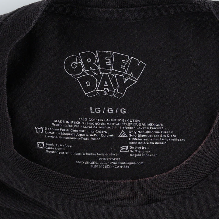 GREEN DAY Green Day Band T-shirt Band T Men's L size cotton black type Vintage Second Hand