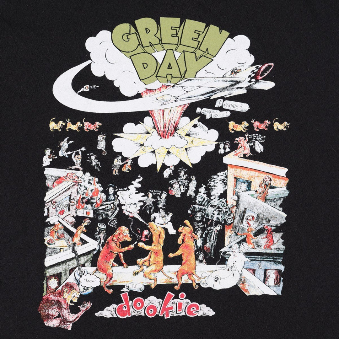 GREEN DAY Green Day Band T-shirt Band T Men's L size cotton black type Vintage Second Hand