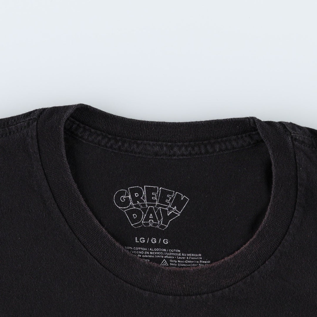 GREEN DAY Green Day Band T-shirt Band T Men's L size cotton black type Vintage Second Hand