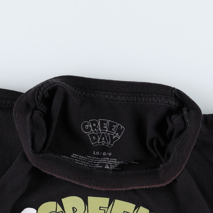 GREEN DAY Green Day Band T-shirt Band T Men's L size cotton black type Vintage Second Hand