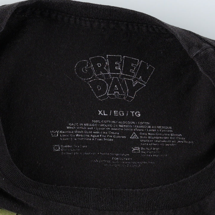 GREEN DAY Green Day Band T-shirt Band T Men's XL size cotton black type Vintage Second Hand