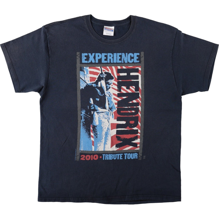 Hanes HEAVYWEIGHT JIMI HENDRIX Band T-Shirt (Men's Size L) cotton navy blue type Vintage Second Hand