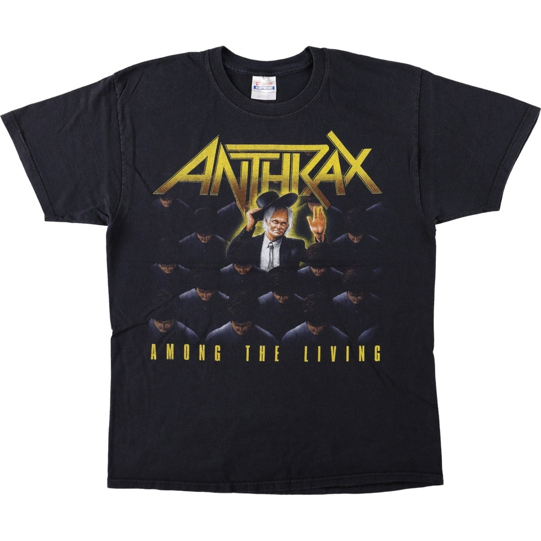 Hanes HEAVYWEIGHT ANTHRAX Band T-Shirt (Men's Size L) cotton black type Vintage Second Hand