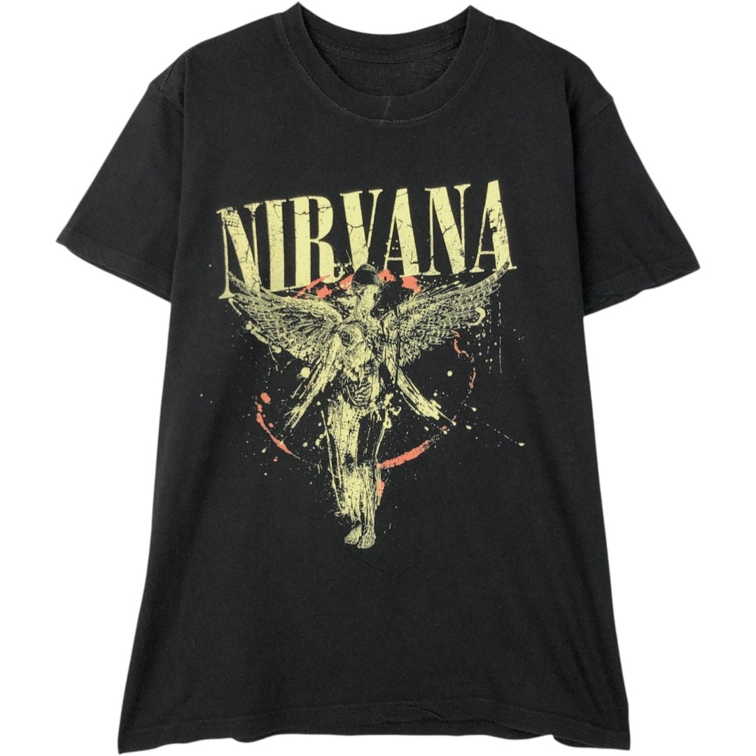 NIRVANA Nirvana Band T-shirt, Band T, Men's L size cotton black type Vintage Second Hand