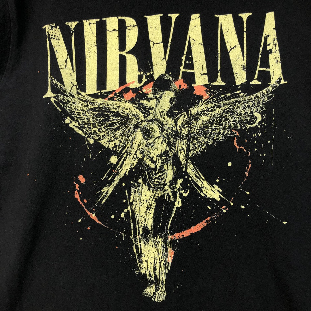 NIRVANA Nirvana Band T-shirt, Band T, Men's L size cotton black type Vintage Second Hand