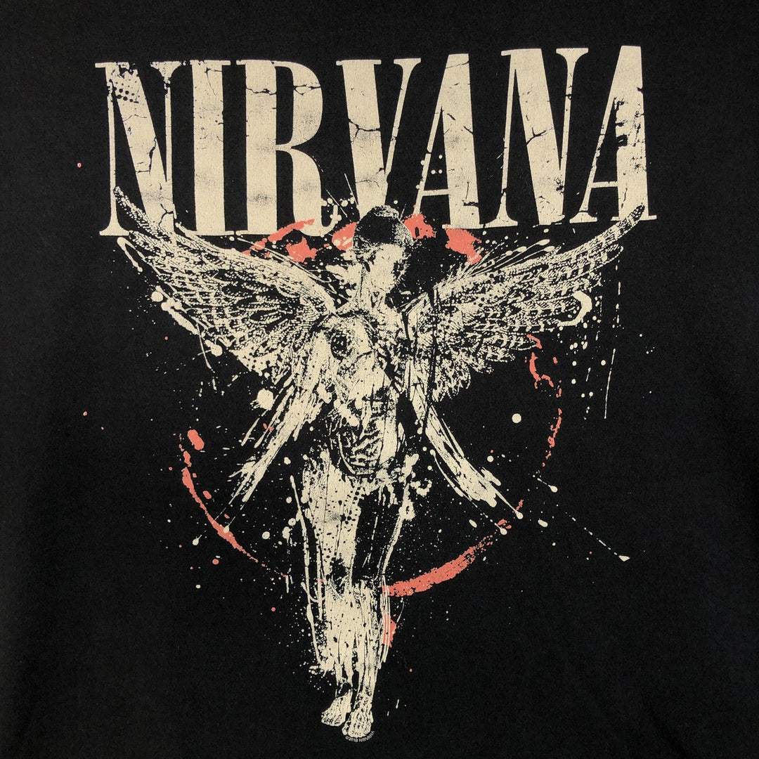 Gildan GILDAN NIRVANA Nirvana Band T-shirt Band T Men's L size cotton black type Vintage Second Hand