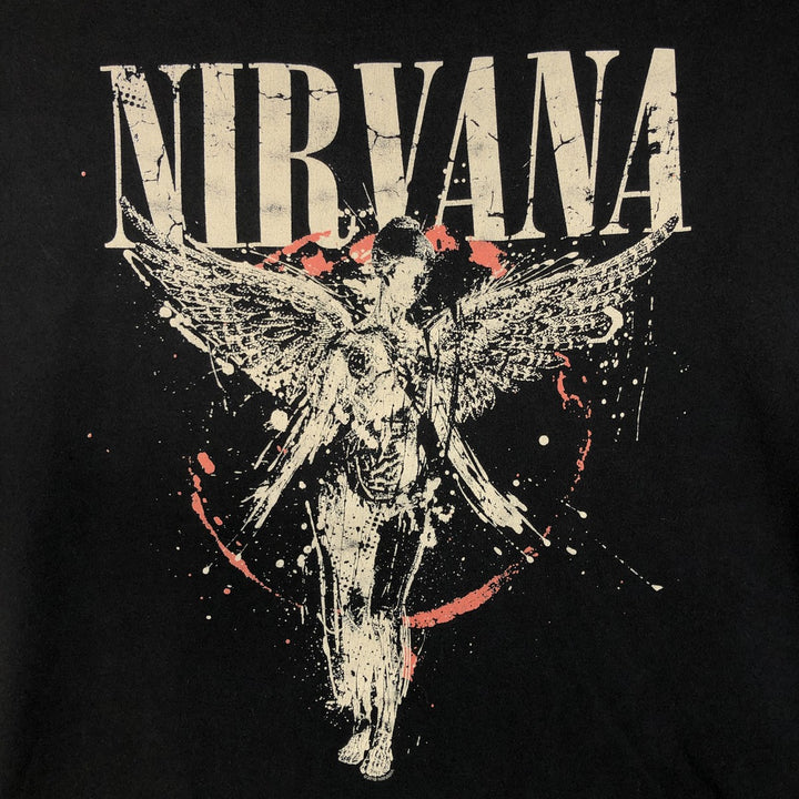 Gildan GILDAN NIRVANA Nirvana Band T-shirt Band T Men's L size cotton black type Vintage Second Hand