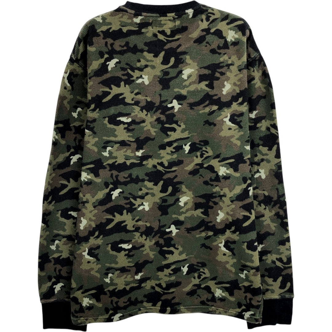 Ralph Lauren POLO RALPH LAUREN Camouflage Pattern Woodland Camo Thermal Long T-Shirt, Men's Size L cotton Khaki type Vintage Second Hand