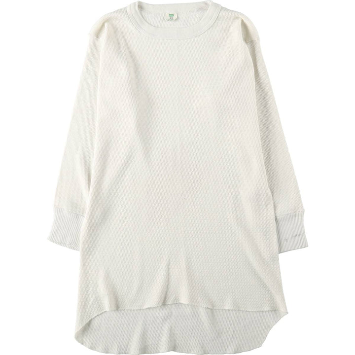 1970'S Hanes Thermal Long-Sleeve T-Shirt, Honeycomb Pattern, Made in USA, Men's Size L (Equivalent), Vintage cotton white type Vintage Second Hand