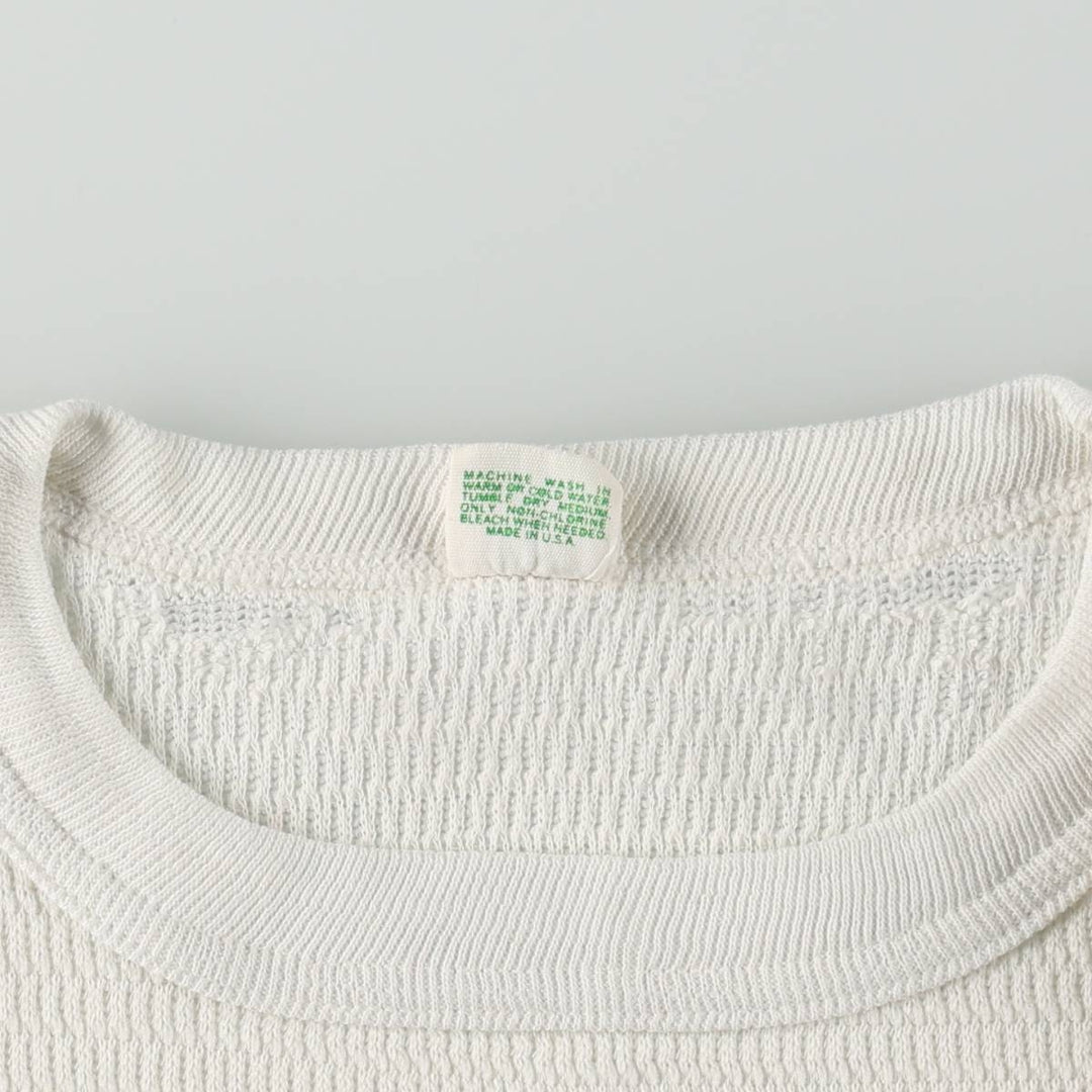 1970'S Hanes Thermal Long-Sleeve T-Shirt, Honeycomb Pattern, Made in USA, Men's Size L (Equivalent), Vintage cotton white type Vintage Second Hand
