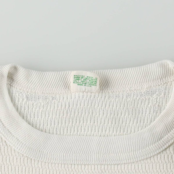 1970'S Hanes Thermal Long-Sleeve T-Shirt, Honeycomb Pattern, Made in USA, Men's Size L (Equivalent), Vintage cotton white type Vintage Second Hand