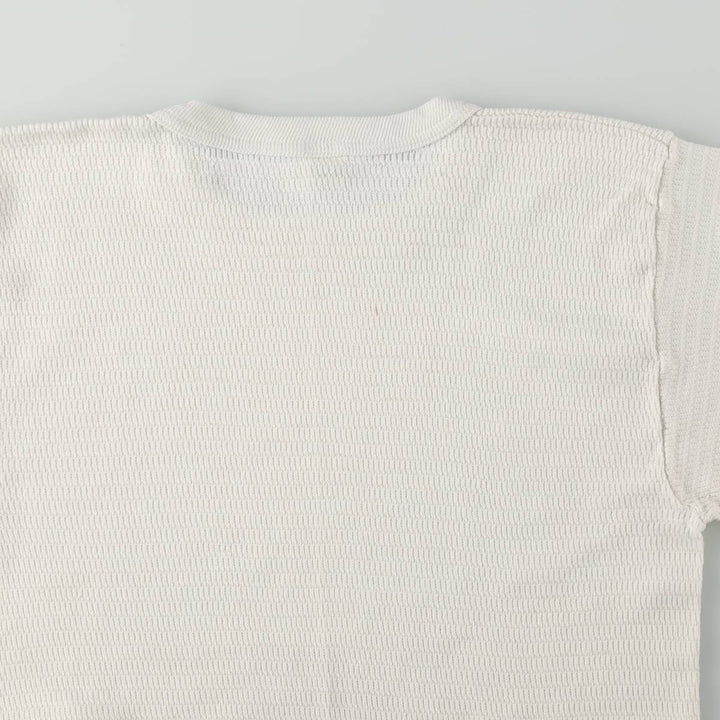 1970'S Hanes Thermal Long-Sleeve T-Shirt, Honeycomb Pattern, Made in USA, Men's Size L (Equivalent), Vintage cotton white type Vintage Second Hand