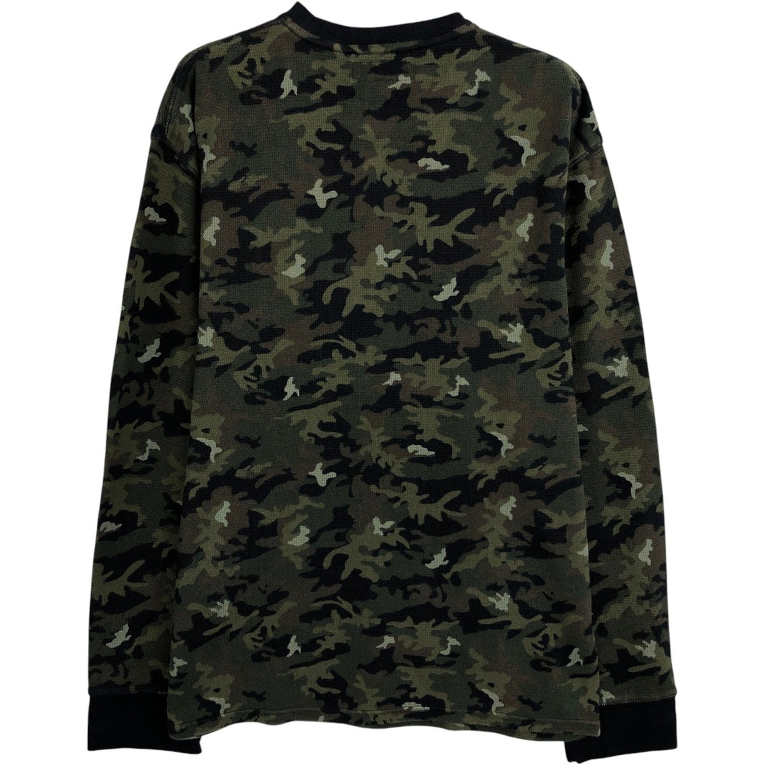 Ralph Lauren POLO RALPH LAUREN Camouflage Pattern Woodland Camo Thermal Long T-Shirt, Men's Size L cotton Khaki type Vintage Second Hand