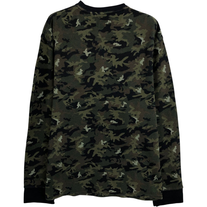 Ralph Lauren POLO RALPH LAUREN Camouflage Pattern Woodland Camo Thermal Long T-Shirt, Men's Size L cotton Khaki type Vintage Second Hand