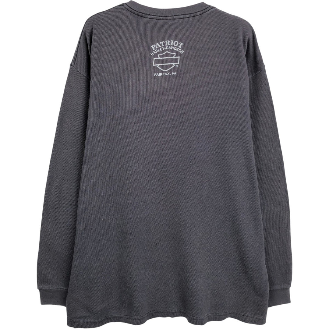 Harley-Davidson Thermal Long-Sleeve T-Shirt, Made in USA, Men's Size XL (approx.) cotton Charcoal Vintage Second Hand