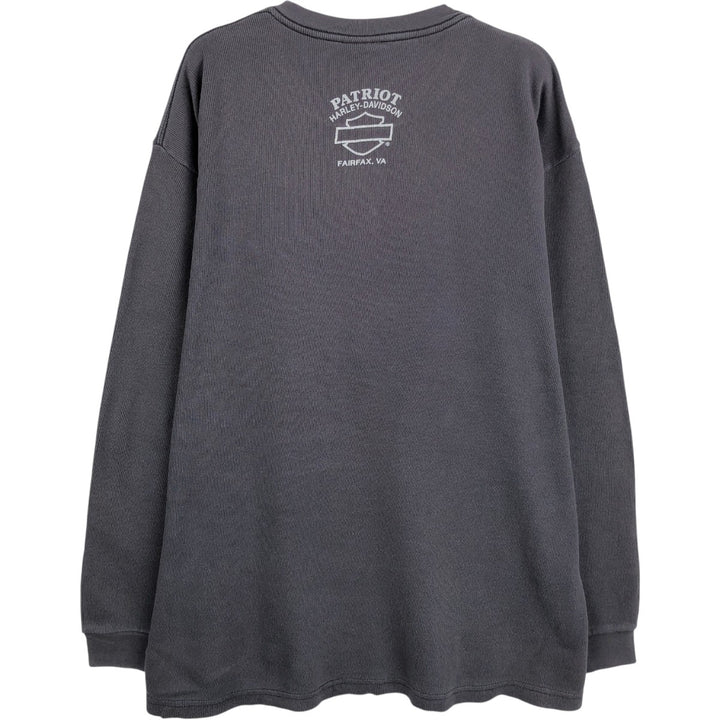 Harley-Davidson Thermal Long-Sleeve T-Shirt, Made in USA, Men's Size XL (approx.) cotton Charcoal Vintage Second Hand