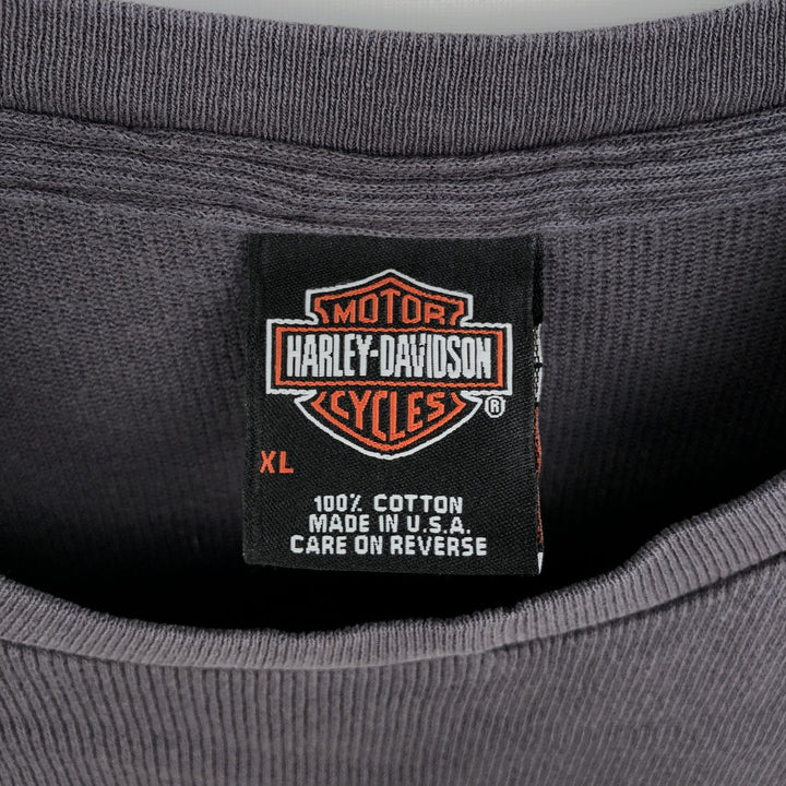 Harley-Davidson Thermal Long-Sleeve T-Shirt, Made in USA, Men's Size XL (approx.) cotton Charcoal Vintage Second Hand