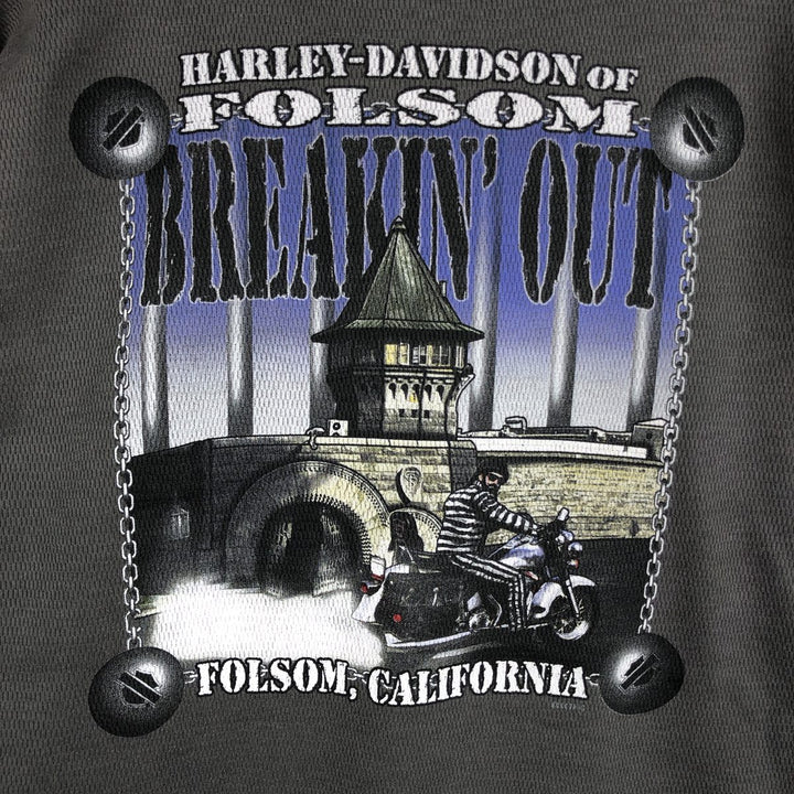 Harley-Davidson Thermallon T-Shirt, Honeycomb, Made in USA, Men's Size L cotton Charcoal Vintage Second Hand