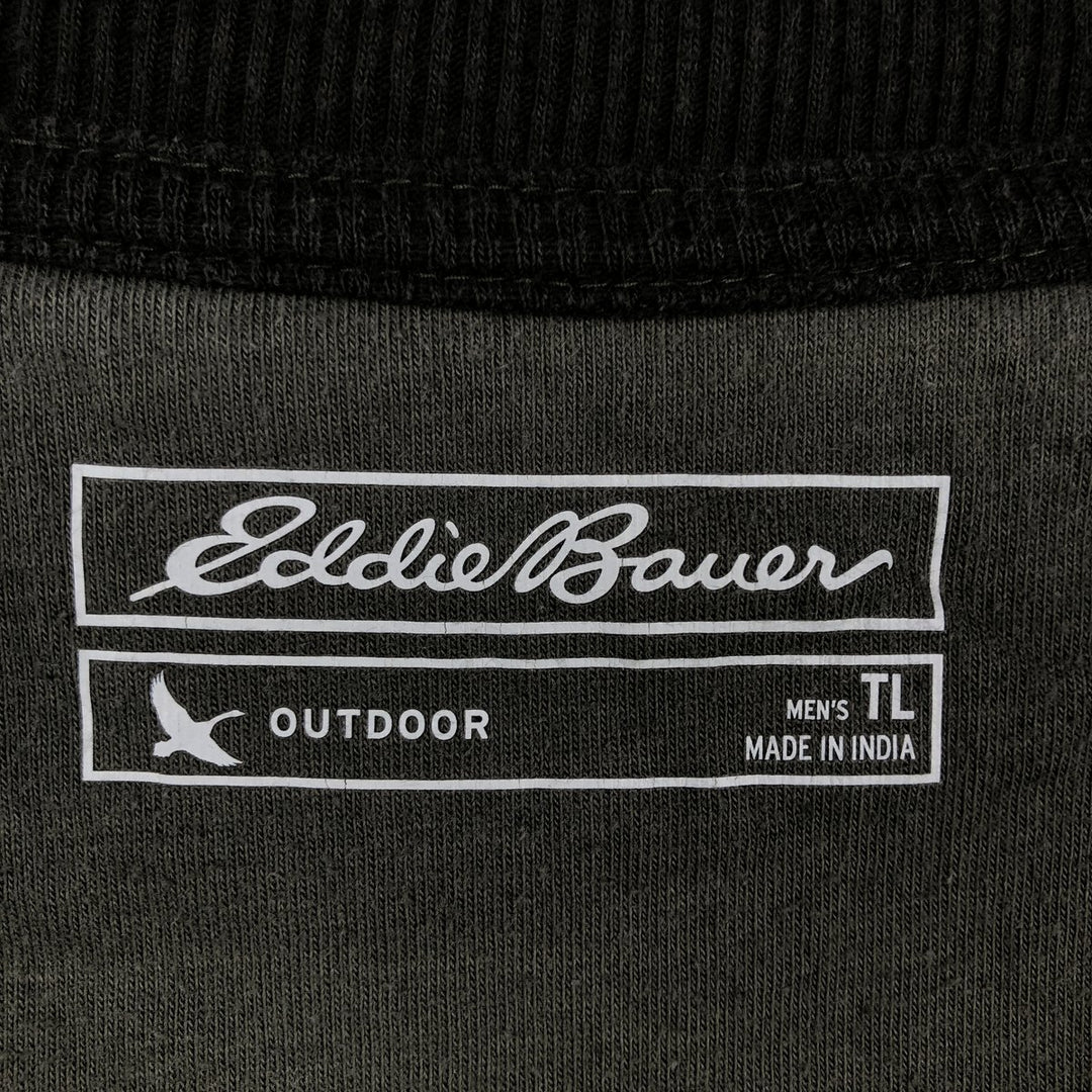 Eddie Bauer Border Pattern Thermal Long-Sleeve T-Shirt Honeycomb Men's Size L cotton Khaki type Vintage Second Hand