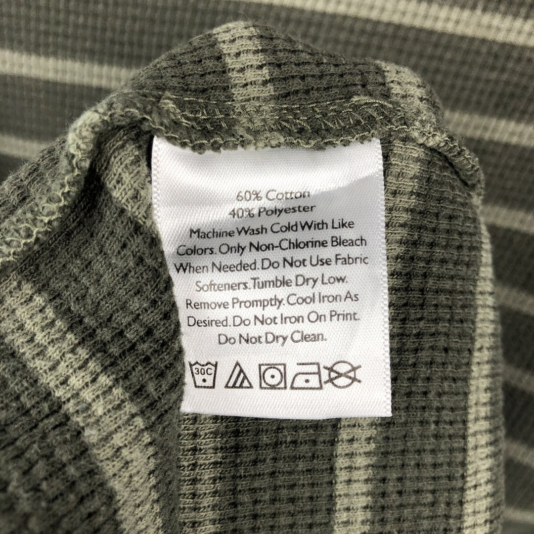 Eddie Bauer Border Pattern Thermal Long-Sleeve T-Shirt Honeycomb Men's Size L cotton Khaki type Vintage Second Hand