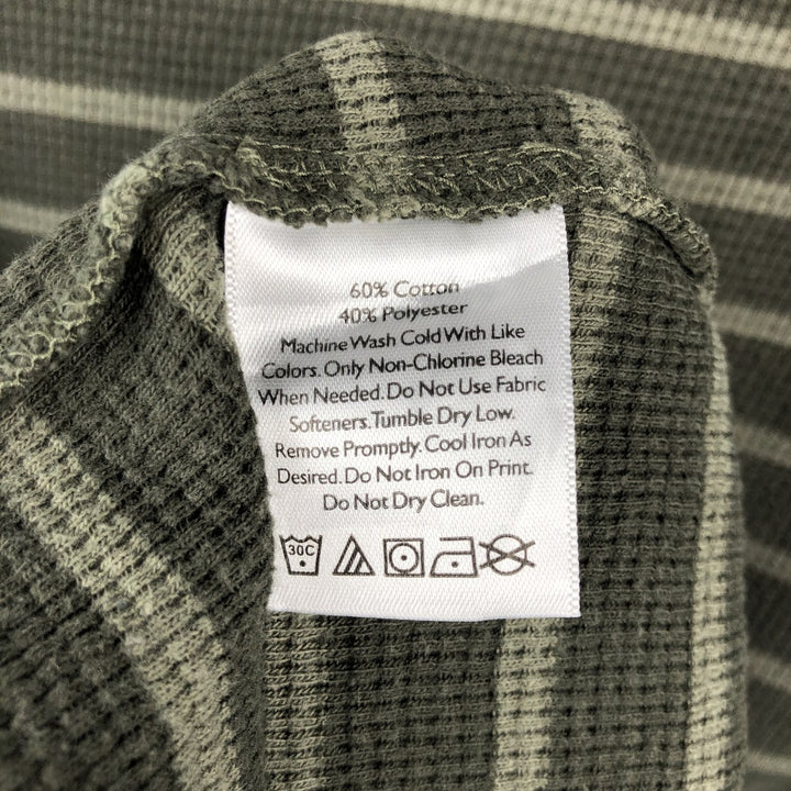 Eddie Bauer Border Pattern Thermal Long-Sleeve T-Shirt Honeycomb Men's Size L cotton Khaki type Vintage Second Hand