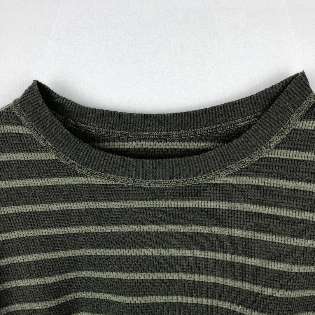 Eddie Bauer Border Pattern Thermal Long-Sleeve T-Shirt Honeycomb Men's Size L cotton Khaki type Vintage Second Hand
