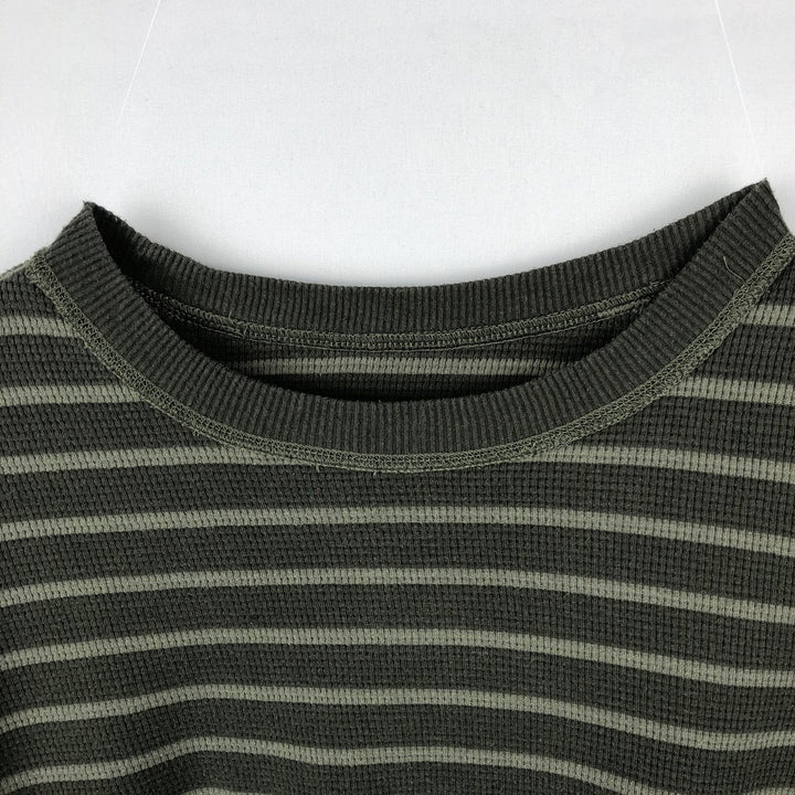 Eddie Bauer Border Pattern Thermal Long-Sleeve T-Shirt Honeycomb Men's Size L cotton Khaki type Vintage Second Hand