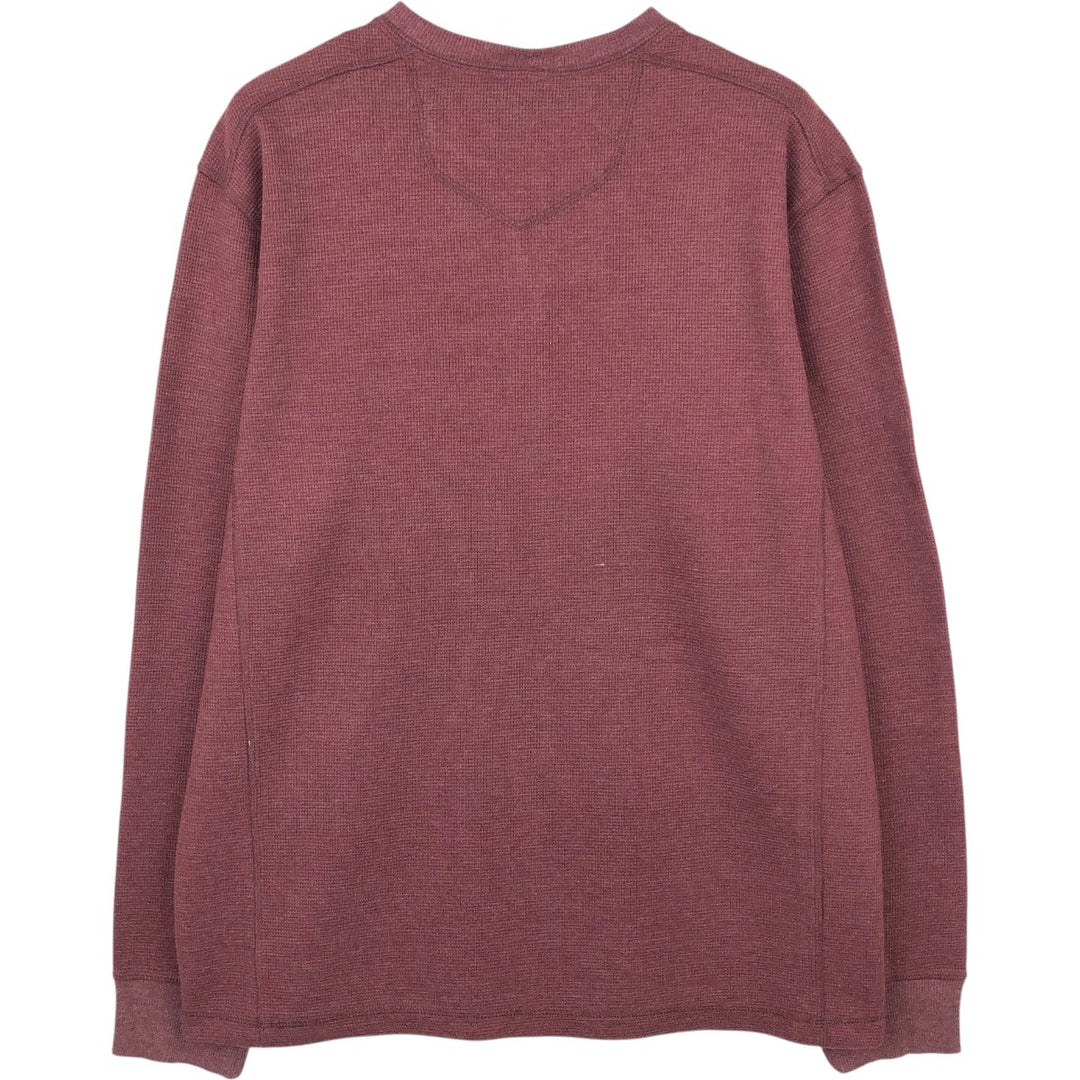 Eddie Bauer Herringbone Thermal Long-Sleeve T-Shirt (Waffle Pattern), Men's Size L (equivalent) cotton red type Vintage Second Hand