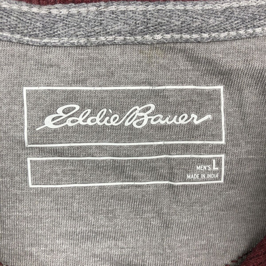Eddie Bauer Herringbone Thermal Long-Sleeve T-Shirt (Waffle Pattern), Men's Size L (equivalent) cotton red type Vintage Second Hand