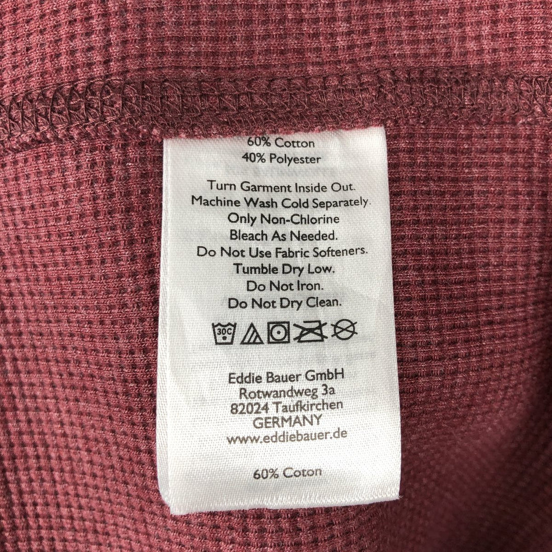 Eddie Bauer Herringbone Thermal Long-Sleeve T-Shirt (Waffle Pattern), Men's Size L (equivalent) cotton red type Vintage Second Hand