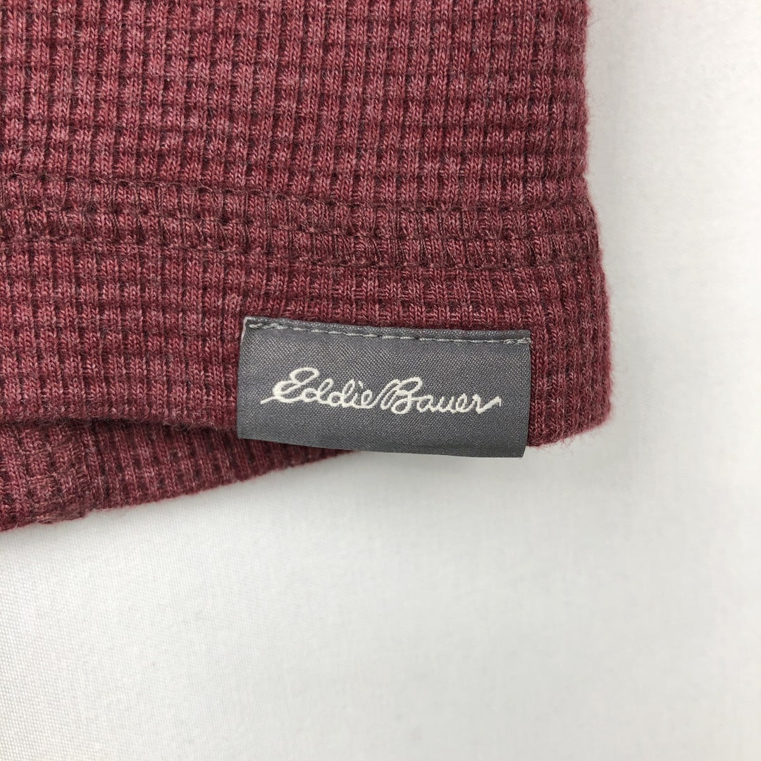 Eddie Bauer Herringbone Thermal Long-Sleeve T-Shirt (Waffle Pattern), Men's Size L (equivalent) cotton red type Vintage Second Hand